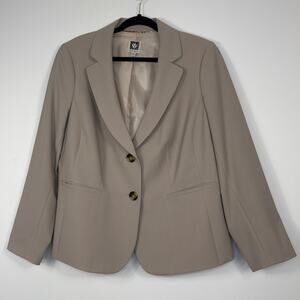 Anne Klein Tan Wool Blend Tailored Jacket Blazer Women's Plus Size 14W Classic